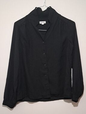Frank & Oak Black Button-Front Blouse